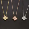 Pendant Necklaces Designer Womens Fashion Luxury Buckle Full Diamond Necklace Single Flower Four-leaf Clover Cleef 18K Gold Q230908
