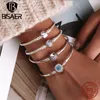 Bangle Bisaer 925 Sterling Silver Demon Eye Armband Blue Evil Eyes Bangles Pave Seting Zircon 17-21cm For Women Party Fine Jewelry 230907