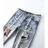 살아있는 봄/여름 2024 Demin American Jeans Purple Street Mens 스트레치 마모 된 세탁 패션 슬림 핏 Jean Amiirii CD0Y