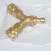 High Quality High-pressure Washer Tee Splitter Three-way Converts Brass Dual System Gold 14.8mm