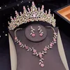 Bröllop smyckesuppsättningar underbara kristall tiaras brud smycken uppsättningar för kvinnor kronblomma choker halsband set bröllop brud kostym smycken set 230907