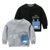 Sweats à capuche Sweats 2023 Printemps Automne Mode 2 3 4 5 6 7 8 10 Ans Enfants Noir Gris Denim Poche Couleur Patchwork Sweat Pour Enfants Bébé Garçon 230907