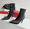 Bottes de créateurs Femmes Cuir De Luxe Noir Blanc Argent Fermeture À Glissière Latérale En Cuir De Veau De Qualité Supérieure Botte À Talons Hauts Bottines De Moto D'hiver