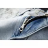 Amerikaans amiirii 2024 paarse hoge jeans demin heren mode Jean street modder geel gedragen gebroken gat peel patch live qq3x
