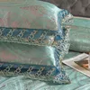 Ensembles de literie s luxe Jacquard ensemble maison reine King Size ensemble de lit 4 pièces housse de couette taies d'oreiller drap de lit vert menthe 230907