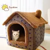 kennels pens Foldable Deep Sleep Pet Cat House Indoor Winter Warm Cozy Kennel Tent Chihuahua Nest Cushion Removable Products Basket 230907