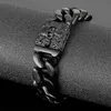 Charm armband fongten män svart gotisk stil skalle mönster mörker smycken snidande glänsande design mode traditionell punk armband 230907