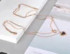 Pendanthalsband Rose Gold Trendy Acrylic Heart Necklace For Women rostfritt stål CZ Crystal Chain Choker N20145