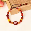 Strand Ethnic Style Red Agate Armband Handrep Kvinnors individualitet Antika handvävda smycken