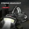 8000LM COB Powerful Led Headlamp Waterproof Head Light USB Rechargeable 4 Modes Camping Torch Ligh 18650 Battery236g