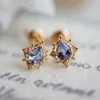 Orecchini pendenti LAMOON Orecchino a bottone Accessori donna Pietra preziosa naturale di tanzanite S925 Argento placcato oro Gioielli di colore viola EI173