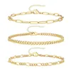 Charm Bracelets Gold Color Barcelet Set Simple Design For Women Trendy Handmade Fashion Jewelry Cuba Figaro Snake Beads Chain Length Otdmr