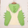 Hoodies Sweatshirts Jacket And Tie Hoodie Little Girls Dinosaur Pullover Sweatshirt Cute Raglan Sleeve Splice Cartoon Sweaters Size 7 230907