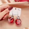 Charm Vintage Fashion Green Red Color Star Ball Christmas Earring Womens Resin Jewelry Days Families Gifts 221119 Drop Delivery Earrin Dhf8C