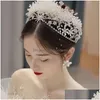 Gioielli per capelli Perline di cristallo di lusso Fasce floreali Accessori da sposa Corona Fascia Sposa Diademi Copricapo fatto a mano 220831 Consegna di goccia Dhfjr