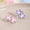 Rücken Ohrringe Koreanischen Stil Emaille Blume Für Frauen Rosa Lila Floral Ohr Manschette Clip Auf Y2K Schmuck Zubehör Geschenk