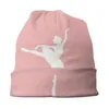 Berets Ballerina Skullies Beanies Caps Cool Winter Warm Damen Herren Strickmütze Unisex Erwachsene Mode Weiß auf Rosa Ballett Bonnet Hüte