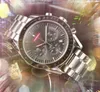 Relógio mecânico automático de quartzo masculino cronômetro todo em aço inoxidável pulseira de quartzo bateria super luminosa à prova d'água relógios presentes de aniversário Montres de luxe