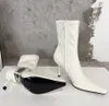 Bottes de créateurs Femmes Cuir De Luxe Noir Blanc Argent Fermeture À Glissière Latérale En Cuir De Veau De Qualité Supérieure Botte À Talons Hauts Bottines De Moto D'hiver