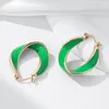 매달린 귀걸이 키넬 패션 여자를위한 녹색 에나멜 후프 585 로즈 골드 컬러 걸 파티 이어 드롭 액세서리 웨딩 쥬얼리