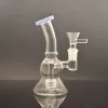 Küçük mini cam beher bongs nargile mobius stereo matris yağ kuleleri cam bonglar su boruları geri dönüştürücü buz yakalayıcı dab teçhizatları 14mm erkek ll