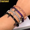Bangle Iced Out Bling 5mm Tennis Chain Rivet Armband Silver Color AAA Zircon Rivets Charm Bangle Women Men Hip Hop Fashio Jewelry 230908