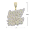 Charms Iced Out Bling CZ Lettre Loyauté sur la royauté Pendentif Collier Zircone Cubique Deux Tons Couleur Charme Hommes Femmes Hip Hop Bijoux 230908