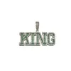 Colliers pendentifs THE BLING KING nom personnalisé glacé bleu rose vert zircon cubique lettre initiale pendentif chaîne collier Hiphop Punk bijoux 230908