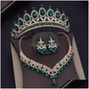 Jewelry Sets Baroque Blue Crystal Bridal For Women Tiaras Crown Earrings Necklace Bride Dress Dubai Set 230216 Drop Delivery Dhiub