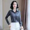 Women's Blouses Fashion Woman 2023 Office Lady Simplicity Hidden Breasted Silk Satin Shirts For Women Basic Clothing Female Casual Tops