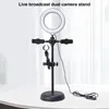 Beleuchtung Studiozubehör Mikrofonständer Ringlicht mit Telefon Dual Clips Runde Basis Mikrofonhalter LED Selfie für Kamera Pografie Video 230908