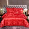 Bedding sets Luxury Jacquard Set Home Queen King Size bed set 4pcs Duvet Cover Pillowcases Bed Sheet Red 230907