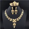 Conjuntos de joyas Conjunto de collar estético para mujer india Pendientes de moda Accesorios Anillo Pulsera 4 piezas 230215 Entrega de gota Dh4Dk
