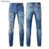 Demin Jean Amiirii Craft Purple 2023 Jeans Heavy Mens Fashion Washed Perforé Cuir de haute qualité 2 Rpln