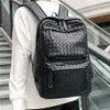 Backpack Trend PU Leather Leisure Portable Business Computer Bag Fashion Plaid High School Bags For Men And Women2551