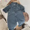 Strampler Cuttyful Frühling Herbst geboren Jungen Mädchen Cowboy Gebrochenes Loch Overalls Kleidung Baby Langarm Kinder 230907