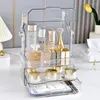 Förvaringslådor Makeup Organiser Crystal Cosmetic Box med pensel läppstifthållare transparent stor kapacitetsfall för badrums oganizer