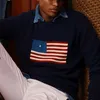 Jersey de punto informal tejido con patrón de camiseta de polos para hombre con bandera nacional al por mayor s-XL