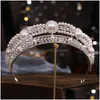 Hair Jewelry Kmvexo Luxury Gold Color Crystal Pearls Bridal Tiaras Crown Pageant Diadem Headbands Accesspries 220831 Drop Delivery Ha Dh98J