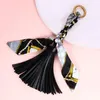 Keychains Leather Tassel Satin Silk Scarves Keychain Bowknot Scarf Pendant Car Purse Bag Keyring Holder Girls Handbag Key Ring Accessories