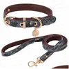 Dog Collars Leashes Designer Fashion Miniature Pet Brand Leather Collar Leash Adjustable Spring Winter Supplies Ps1393 Drop Delivery H Dhnxc