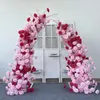 Dekorativa blommor Moon Shape Horn Arch with Greenery White Rose Arrangement Bröllop Bakgrund Dekor Props Event Party Stage Window Display