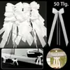 Juldekorationer 50st White Wedding CAR DECORATION Gift Wrap Ribbon Bows Party Ribbons Kit 230908