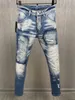 Мужские дизайнерские осенне-зимние джинсовые повседневные брюки Мужские и женские классические рваные джинсовые шорты Потертые рваные мотоциклетные черные синие джинсы, облегающие мотоциклетные шорты