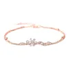 Charm Bracelets Luxury Female Flower Bracelet Rose Gold Silver Color For Women Rhinestone Adjustable Wedding Jewelry