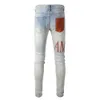 Улица Amiirii Purple Jeans Mens Fashion Jean 2024 Demin 840 Fashion Hole Patch High Slim Pants Denim 3H5M