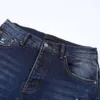 Mode High Mens Amiirii Jean 2024 Demin Purple Street Jeans Fashion Märke Patch Classic Slim Fit Small Foot Men D12A