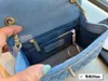 17 -cm Złote Ball Denim Crossbody Bag Designer Bag dżinsowa torba Klasyczna klapa Kobiet Mini Bag na ramię Regulację Łańcuch Luksusową torebkę Mini Makeup Torka Portfel