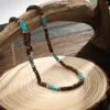 Collier ras du cou en petites perles de bois et de pierre pour hommes, chaîne perlée Vintage sur le cou, accessoires de bijoux à la mode, cadeau masculin, 2023