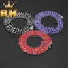 Ожерелья с подвесками THE BLING KING Ожерелье для мужчин Iced Blue/Red/Black Цветные s 1 ряд Теннисные цепочки Золотое ожерелье Длина ювелирных изделий 230908